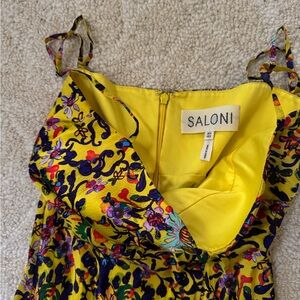 SALONI Vibrant Yellow Multicolor Midi Dress